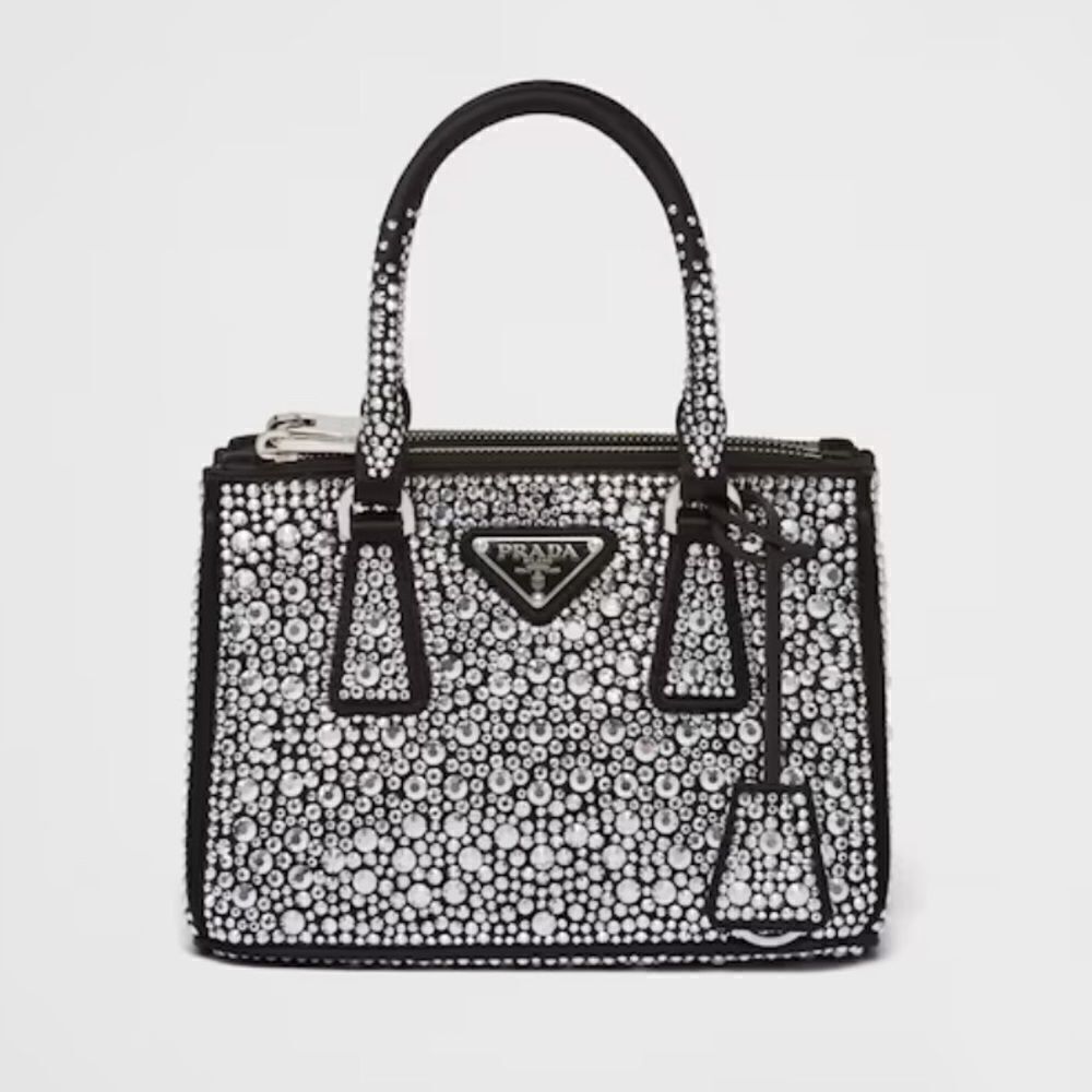 RARE PRADA Galleria satin mini-bag with crystals - Picture 1 of 9